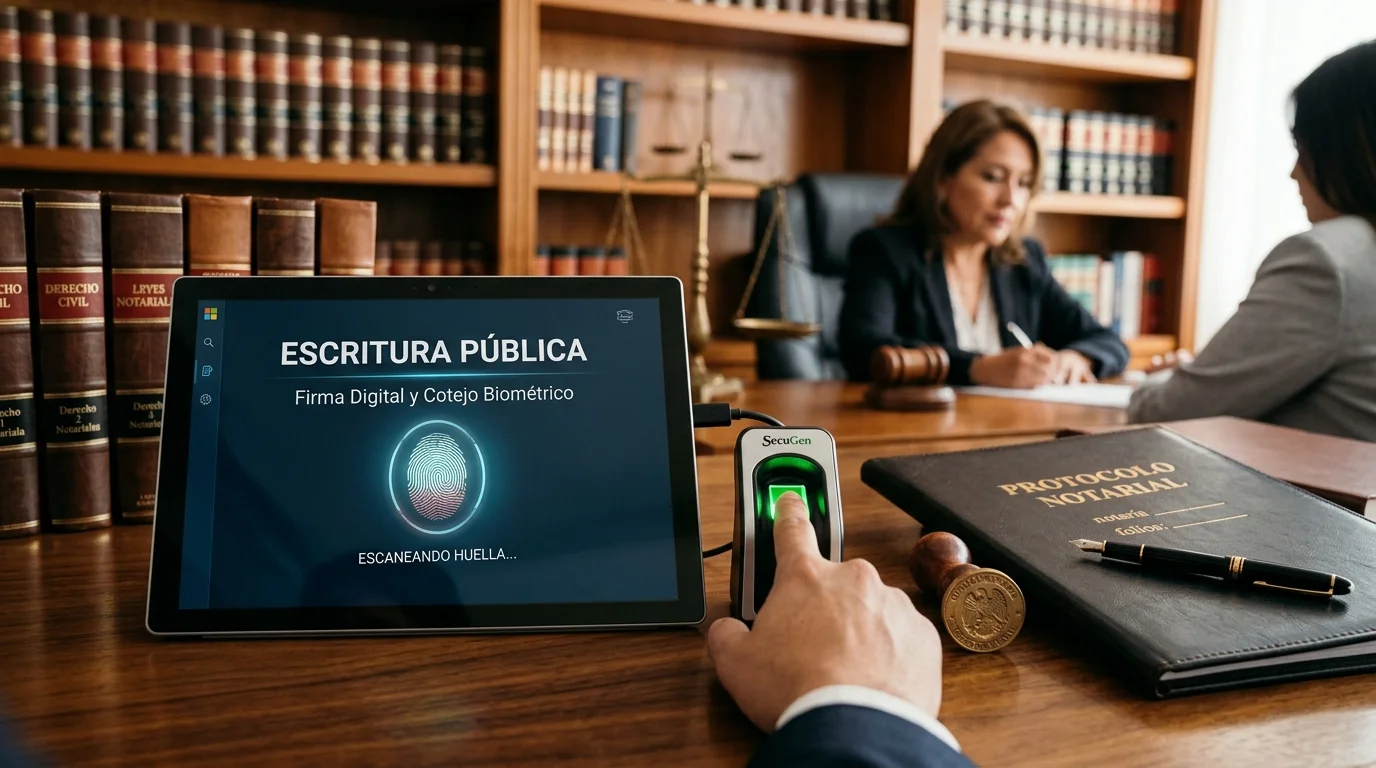 Biometric verification, digital signature, and deed automation in notary firm